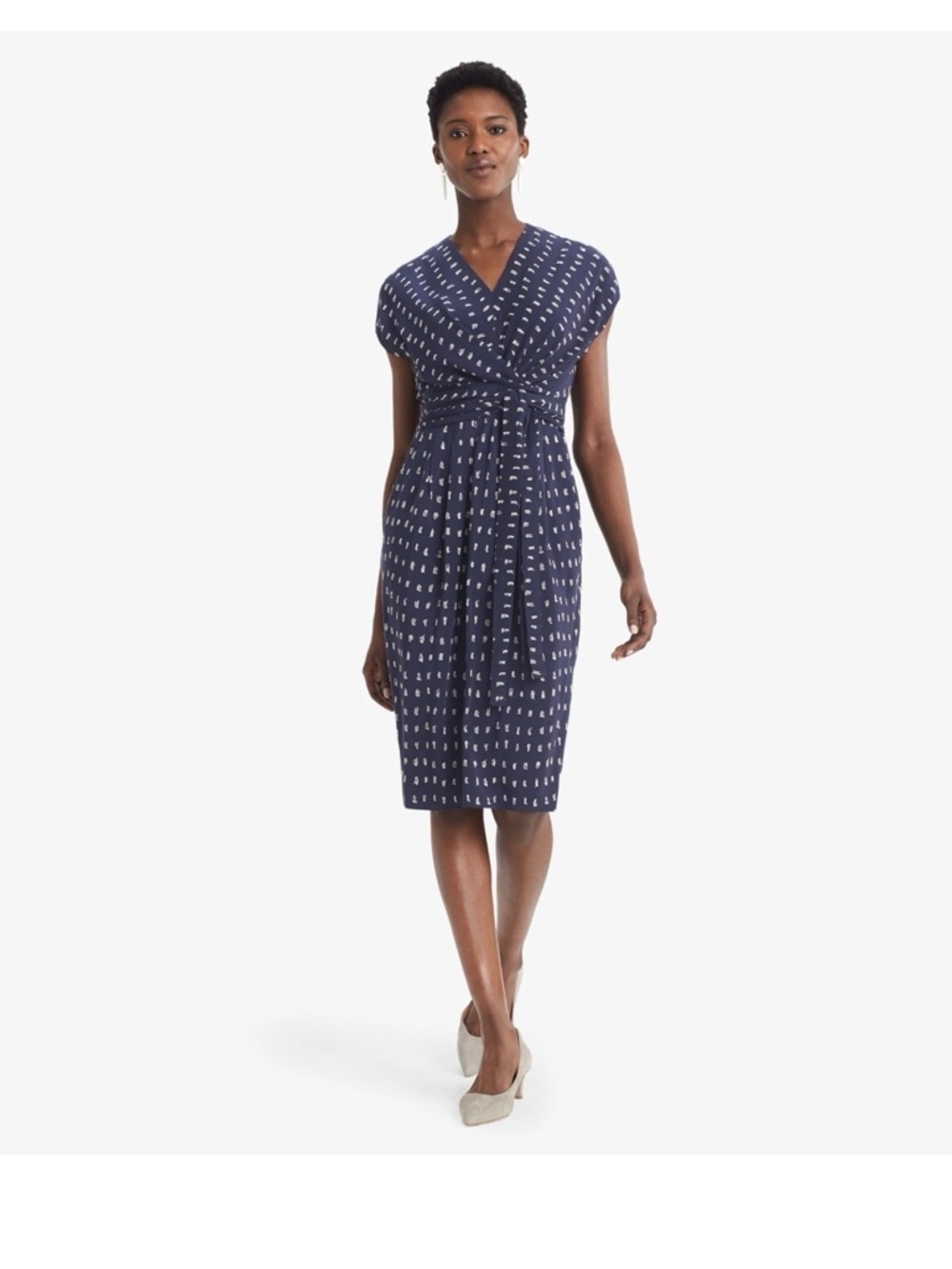 M.M.Lafleur Noel Dress—Swipe Print Wrap-Front Sheath Dress
